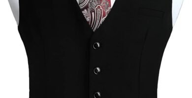 HISDERN Men’s Waistcoats Formal Solid Colour Wedding Waistcoat Classic Business Party Tuxedo Suit Vest with Pockets S-4XL HISDERN Men’s Waistcoats Formal Solid Colour Wedding Waistcoat Classic Business Party Tuxedo Suit Vest with Pockets S-4XL