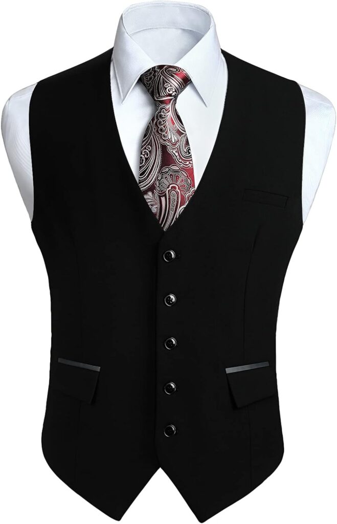 HISDERN Men’s Waistcoats Formal Solid Colour Wedding Waistcoat Classic Business Party Tuxedo Suit Vest with Pockets S-4XL HISDERN Men’s Waistcoats Formal Solid Colour Wedding Waistcoat Classic Business Party Tuxedo Suit Vest with Pockets S-4XL