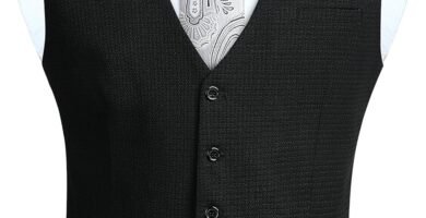 HISDERN Waistcoats for Men Classic Solid Color Waistcoat Formal Casual Wedding Party Cotton Suit Vest With Pockets XS-4XL HISDERN Waistcoats for Men Classic Solid Color Waistcoat Formal Casual Wedding Party Cotton Suit Vest With Pockets XS-4XL