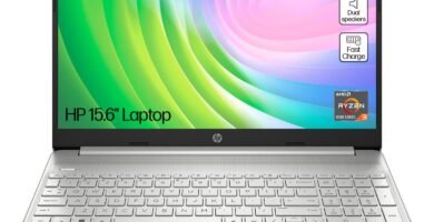 HP 15″ Laptop, AMD Ryzen 3-5300U Processor, 8 GB RAM, 256 GB SSD, AMD Radeon Graphics, FHD Display, Up to 9 hrs 30 battery, Win 11, Dual Speakers, Natural Silver, 15s-eq2020sa