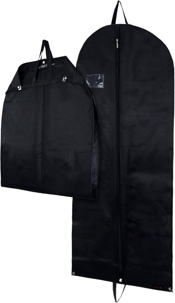 Hangerworld 54 Inch Black Breathable Suit Cover Travel Carrier Bag with Handles Hangerworld 54 Inch Black Breathable Suit Cover Travel Carrier Bag with Handles