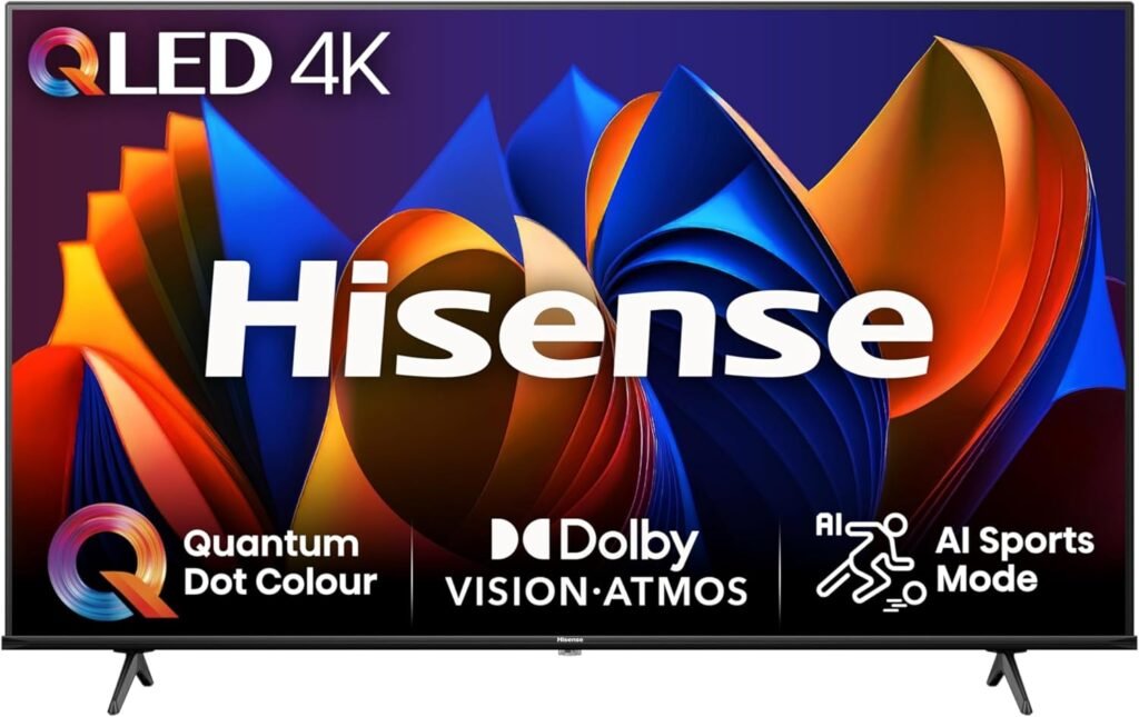 Hisense 43 Inch 4K QLED Smart TV 43E77NQTUK – Quantum Dot Colour, 4K AI Processor, Dolby Vision Atmos, Smooth Motion, Sports Mode, Vidaa OS with Freely, Youtube, Netflix and Disney+ (2024 Model)