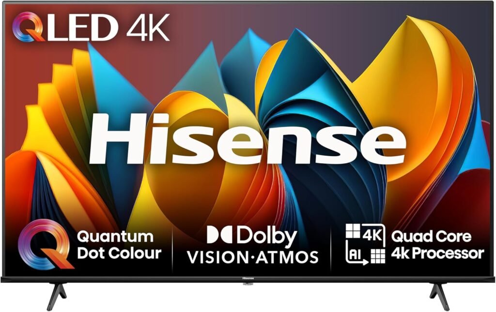 Hisense 75 Inch 4K QLED Smart TV 75E7NQTUK – Quantum Dot Colour, 4K AI Processor, Dolby Vision Atmos, Smooth Motion, Sports Mode, Vidaa OS with Freely, Youtube, Netflix and Disney+ (2024 Model)