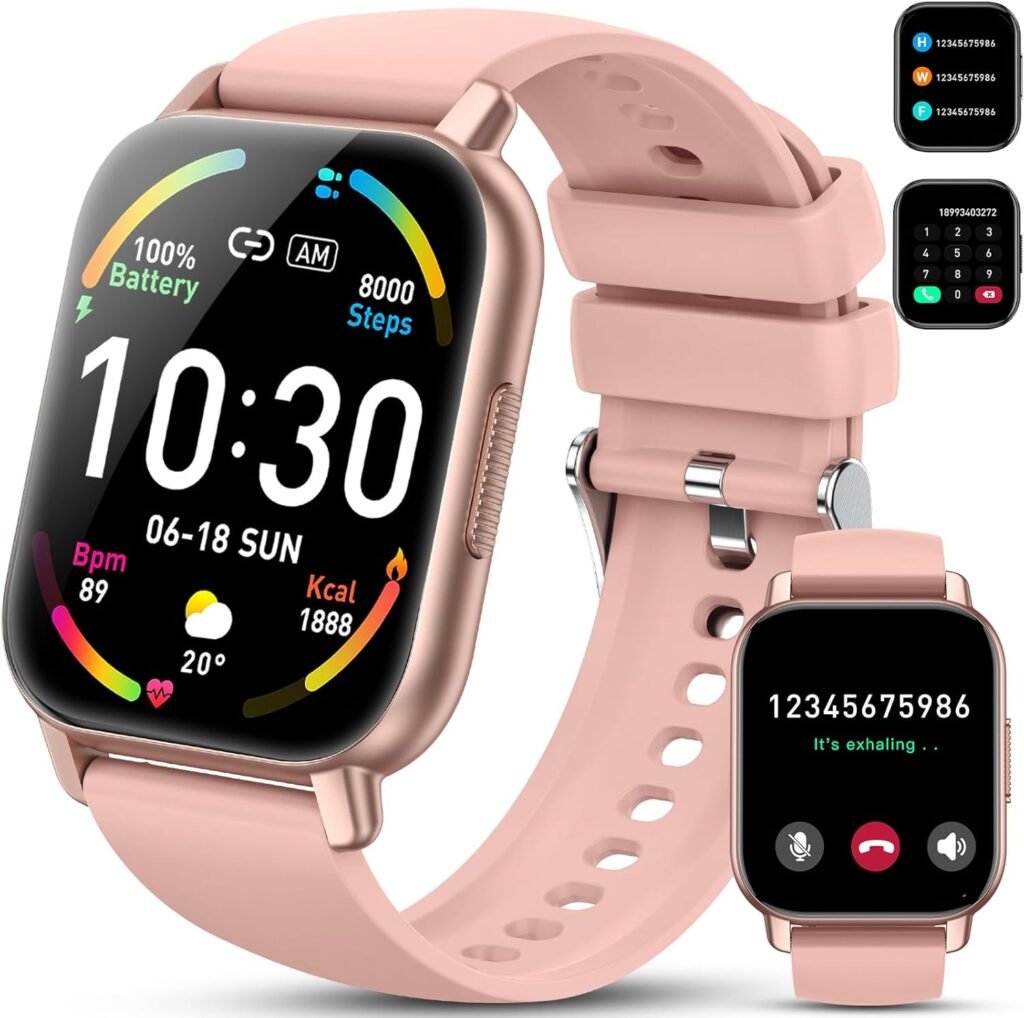Hoxe Smart Watch for Men Women Answer/Make Calls, 1.85″ Inch HD Touch Screen Fitness Watch with Heart Rate Sleep Monitor, 100+ Sports Modes, Step Counter, IP68 Waterproof, Compatible with Android IOS Hoxe Smart Watch for Men Women Answer/Make Calls, 1.85″ Inch HD Touch Screen Fitness Watch with Heart Rate Sleep Monitor, 100+ Sports Modes, Step Counter, IP68 Waterproof, Compatible with Android IOS