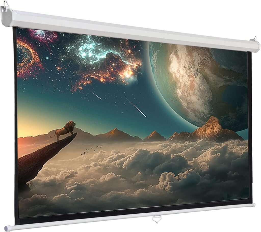 INMOZATA Pull Down Projector Screen, 92in Wall & Ceiling Mounted HD Projection Screen with 4:3 Ratio Matte White Screen for Home School Cinema Theater Outdoor Indoor Public Display (Size:181x136cm) INMOZATA Pull Down Projector Screen, 92in Wall & Ceiling Mounted HD Projection Screen with 4:3 Ratio Matte White Screen for Home School Cinema Theater Outdoor Indoor Public Display (Size:181x136cm)