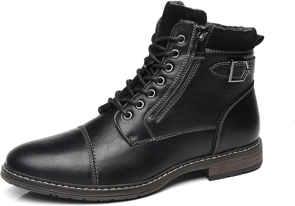 IVACHY Mens Smart Business Work Office Ankle Boots Zip Lace-up Dress Shoes