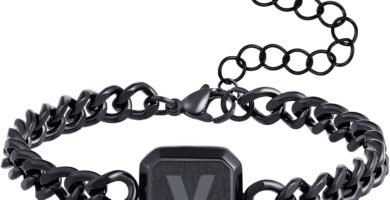 Initial Bracelet Black Squre A-Z Letter Cuban Link Chain Mens Bracelets Adjustable Size Stainless Steel Men Jewelry Gifts for Husband Dad Brother Son Initial Bracelet Black Squre A-Z Letter Cuban Link Chain Mens Bracelets Adjustable Size Stainless Steel Men Jewelry Gifts for Husband Dad Brother Son