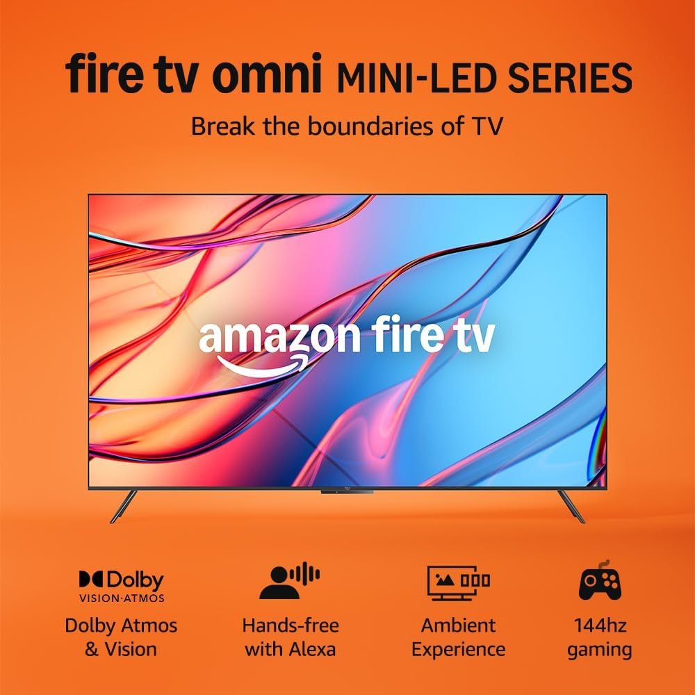 Introducing Amazon Fire TV 55″ Omni Mini-LED series, QLED 4K UHD smart TV, Dolby Vision IQ, 144 Hz gaming mode, ambient experience, hands-free with Alexa, 2024 release