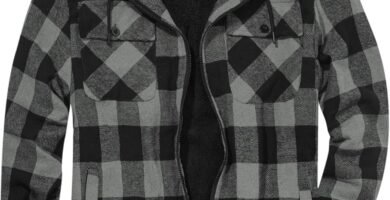 JACKETOWN Men’s Fleece Jackets Checked Flannel Shirt Long Sleeve Casual Work Plaid Shirt Full Zip Up Warm Hoodie WinterJacke Outwear Lined Padded Lumberjack Checked