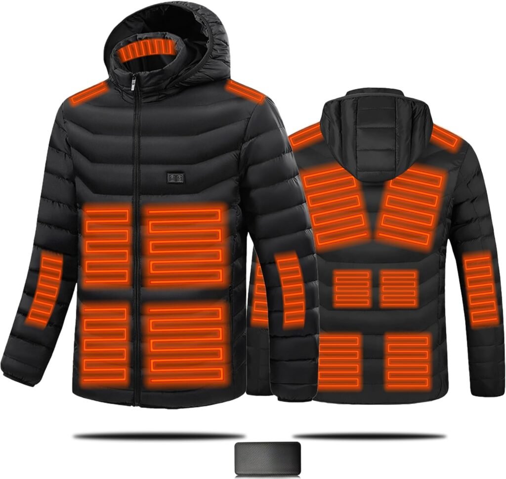 JC Gens Men’s Heated Jacket, Electric Heated Jacket with 3 Adjustable Heating Levels 15 Heating Zones, Lightweight Flexible Jacket for Winter Outdoor Skiing Camping Hiking JC Gens Men’s Heated Jacket, Electric Heated Jacket with 3 Adjustable Heating Levels 15 Heating Zones, Lightweight Flexible Jacket for Winter Outdoor Skiing Camping Hiking