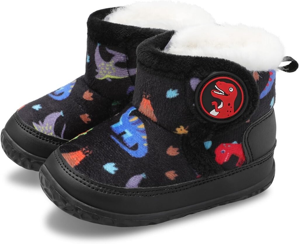 JIASUQI Baby Winter Booties Toddler Ankle Snow Boots with Faux Fur Lined Kid Warm Slippers Shoes for Baby Boys Girls