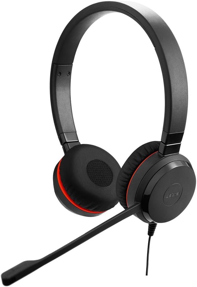 Jabra Evolve 20 Stereo Headset – Microsoft Certified Headphones for VoIP Softphone with Passive Noise Cancellation – USB-Cable with Controller – Black