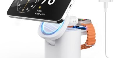 JoyGeek 3-in-1 Charger Stand for Magsafe, Foldable Wireless Charging Station with Night Lights – Magnetic Charger Dock for iPhone 15/14/13/12 Pro/Max/Plus, AirPods, Apple Watch 2-9/Ultra (White) JoyGeek 3-in-1 Charger Stand for Magsafe, Foldable Wireless Charging Station with Night Lights – Magnetic Charger Dock for iPhone 15/14/13/12 Pro/Max/Plus, AirPods, Apple Watch 2-9/Ultra (White)