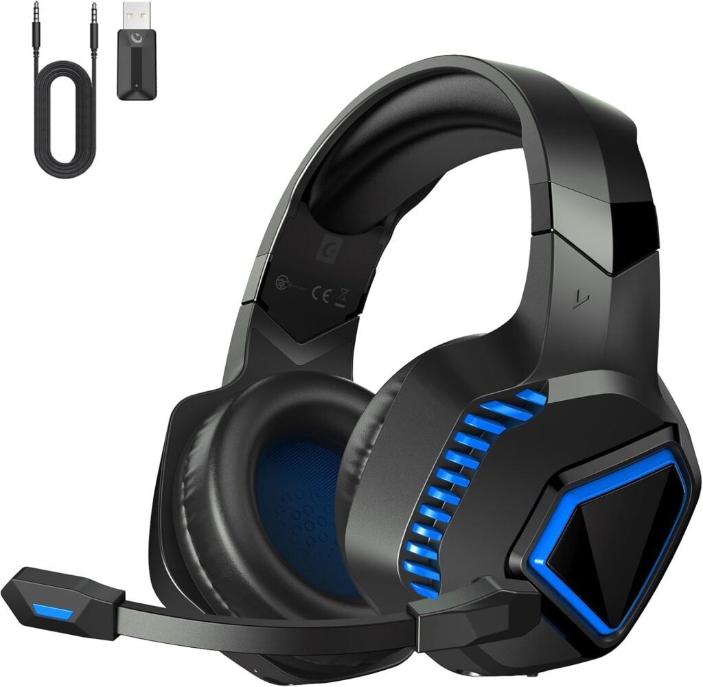 KAPEYDESI Gaming Headset Wireless, PS5 Headset,Gaming Headphones with Mic for PS5, PC, Switch, PS4, 2.4GHz USB, Noise Cancelling Microphone,3.5MM Aux Cable, Black Blue KAPEYDESI Gaming Headset Wireless, PS5 Headset,Gaming Headphones with Mic for PS5, PC, Switch, PS4, 2.4GHz USB, Noise Cancelling Microphone,3.5MM Aux Cable, Black Blue
