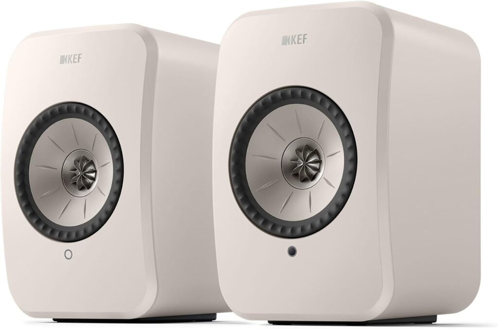 KEF LSX II LT Wireless Bookshelf Speakers, Stone White | Music | TV & Home Cinema | Gaming | HDMI ARC | USB-C | Bluetooth | AirPlay 2 | Chromecast | Spotify