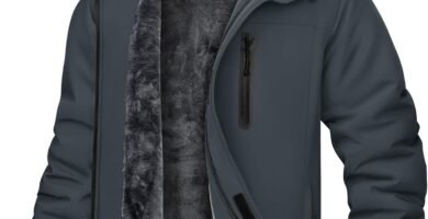 KEFITEVD Men’s Waterproof Skiing Jacket Fleece Winter Coat Sports Outdoor Windproof Warm Jacket with Hood