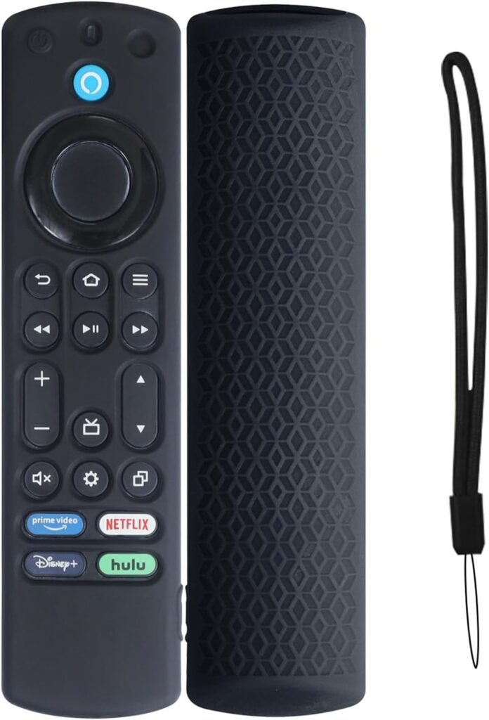 KNOXS Silicone Remote Case Compatible with Amazon Fire TV Stick 4K Max, [Anti Slip, Shockproof, Dustproof] Case Compatible with Amazon Fire TV Smart TVs (Black)