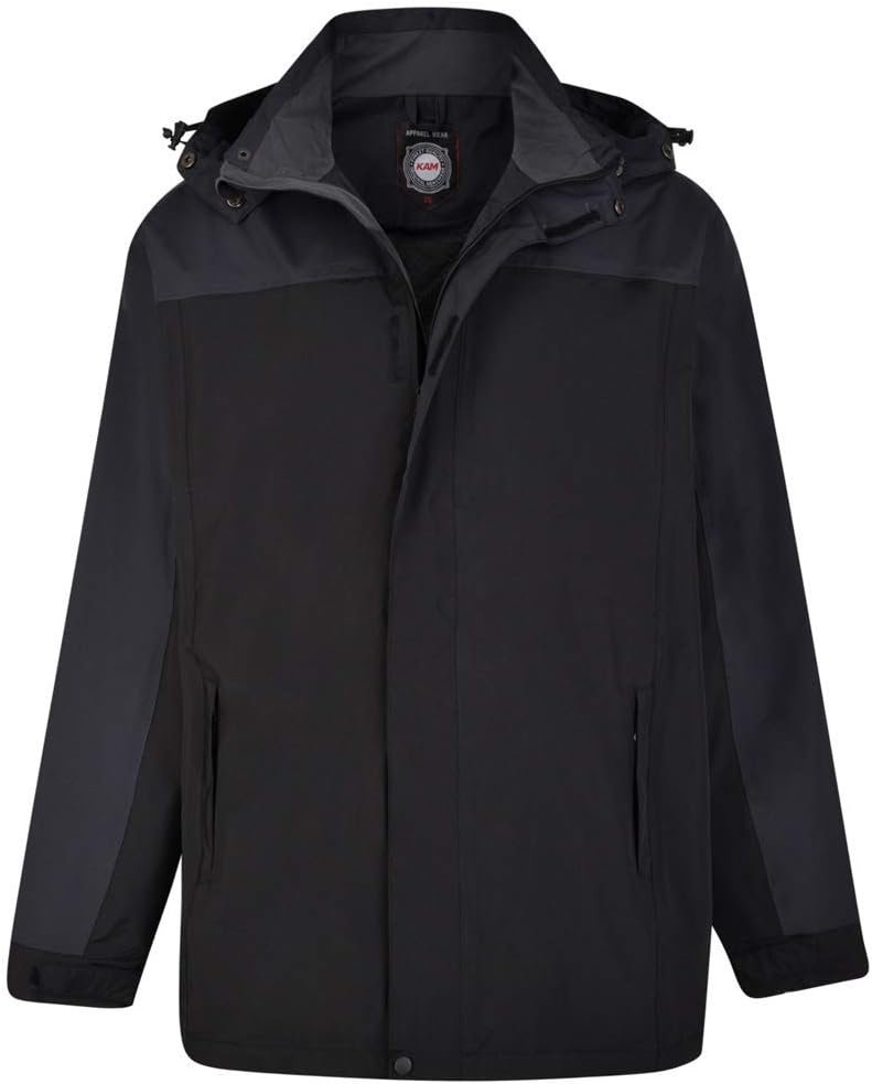 Kam Men’s Contrast Waterproof Jacket (439) in Black in