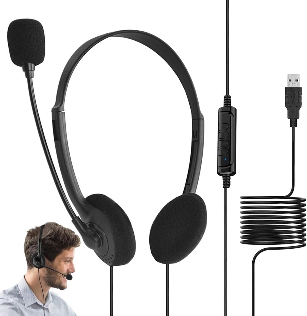 Kioriur Headsets Microphone Stereo Sound – Headphone Noise Canceling Mic, gamng Headset | Usb Computer gamng Headset, Over Ear Wired Headphones for Call Center Work Business Team Meetings Driving Kioriur Headsets Microphone Stereo Sound – Headphone Noise Canceling Mic, gamng Headset | Usb Computer gamng Headset, Over Ear Wired Headphones for Call Center Work Business Team Meetings Driving