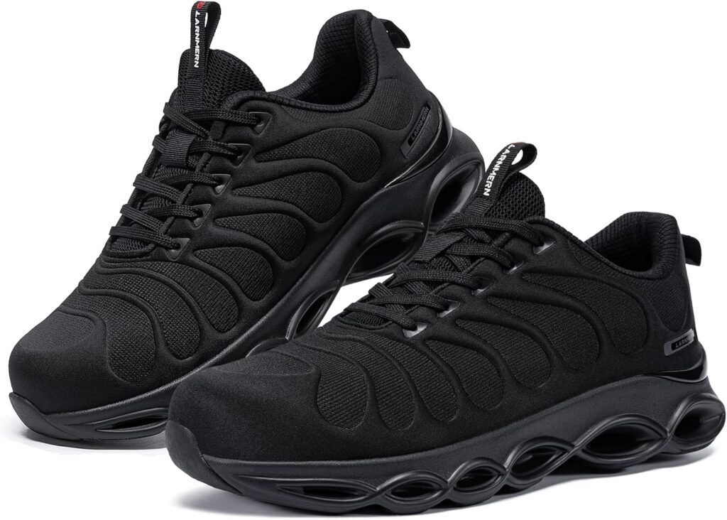 LARNMERN Safety Trainers Mens Fashion Steel Toe Cap Trainers Cushioning Comfortable Safety Shoes Lightweight Breathable Work Shoes