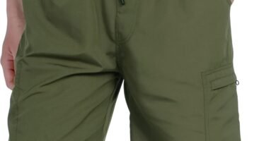 LAUSONS Boys Lightweight Cargo Shorts Kids Drawstring Elasticated Quick Dry Summer Short with Zipper Pockets