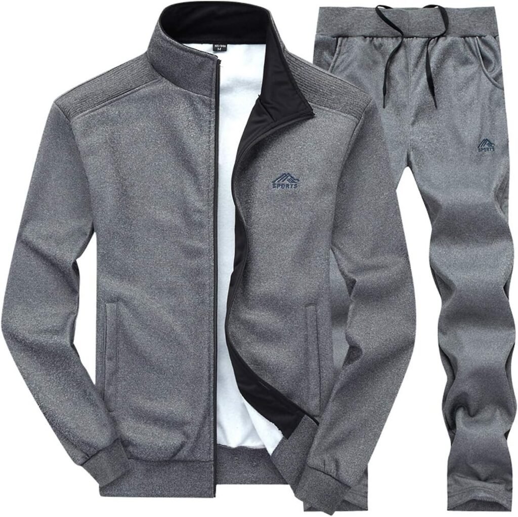 LBL Men’s Casual Tracksuit Set 2 Piece Athletic Sweat Suits Long Sleeve Full-Zip Running Joggers Set
