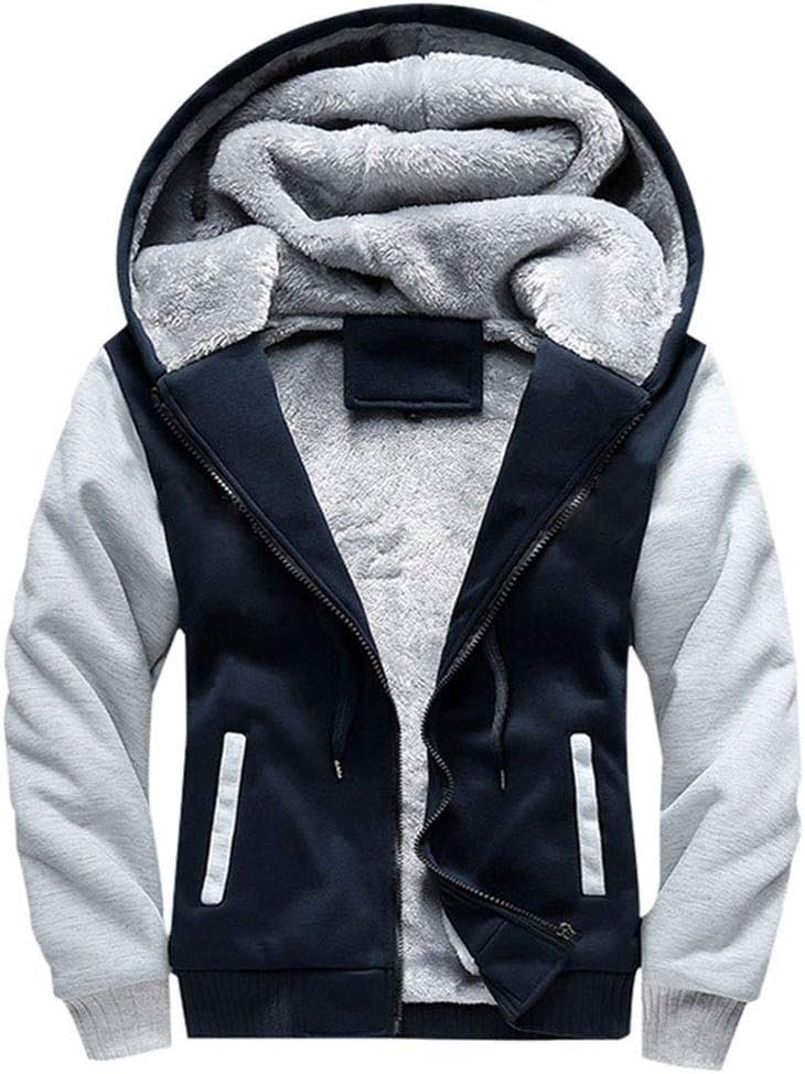 LBL Men’s Hoodies Full Zip Up Fleece Jacket Casual Hooded Sweatshirt Plus Size Winter Warm Coat with Pockets