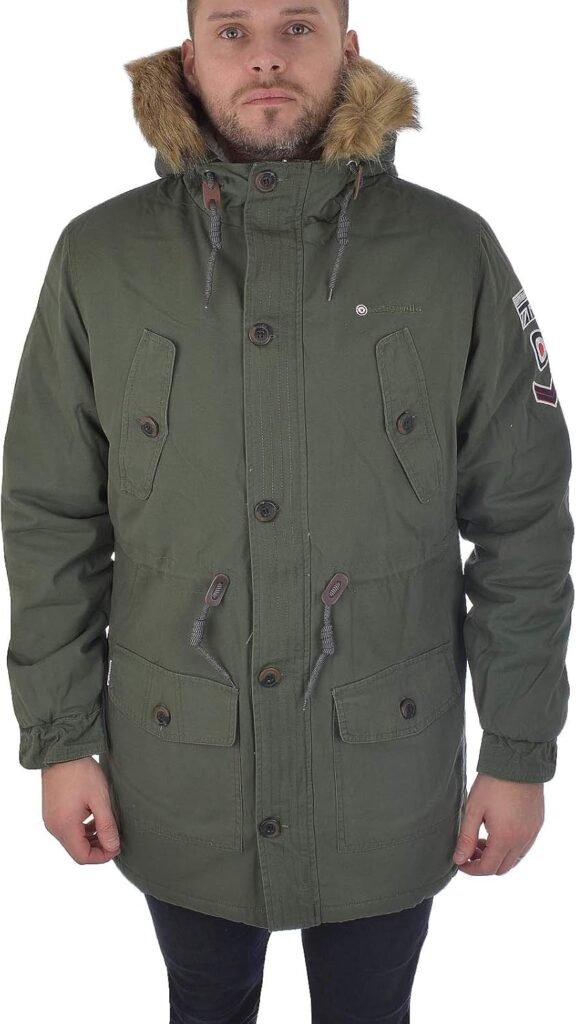 Lambretta Mens Carnaby Scooter Hooded Classic Mod Ska Badge Parka, Green, L