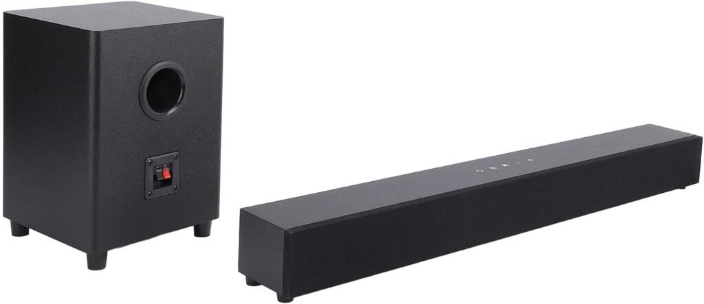 Lazmin112 Home Theater Sound Bar, Wireless Subwoofer with Optical, Coaxial, AUX and Bluetooth 5.0 Inputs, Music Movie News 3 Modes, Surround Sound System for TV PC Projector (GB Plug)
