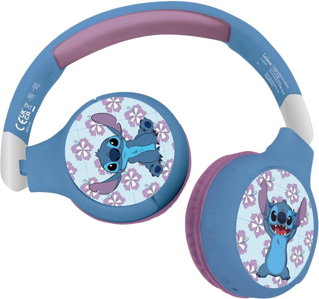 Lexibook – Disney Stitch – 2-in-1 Bluetooth & Wired Headphones with microphone and control button, Foldable and Ajustable, Long lasting rechargeable battery, HPBT010D