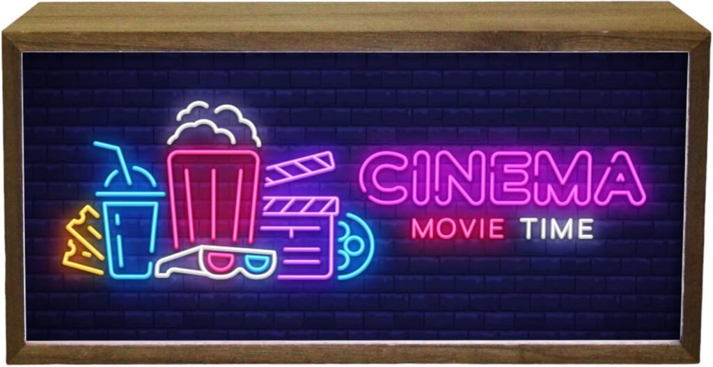 Light Box Home Cinema Movie Time | Neon Effect Illuminated Light Up LED Room Sign | Theatre Lounge Film Room Décor | Movie Night Fan Bright Display | Portable Lighting Light Box Home Cinema Movie Time | Neon Effect Illuminated Light Up LED Room Sign | Theatre Lounge Film Room Décor | Movie Night Fan Bright Display | Portable Lighting
