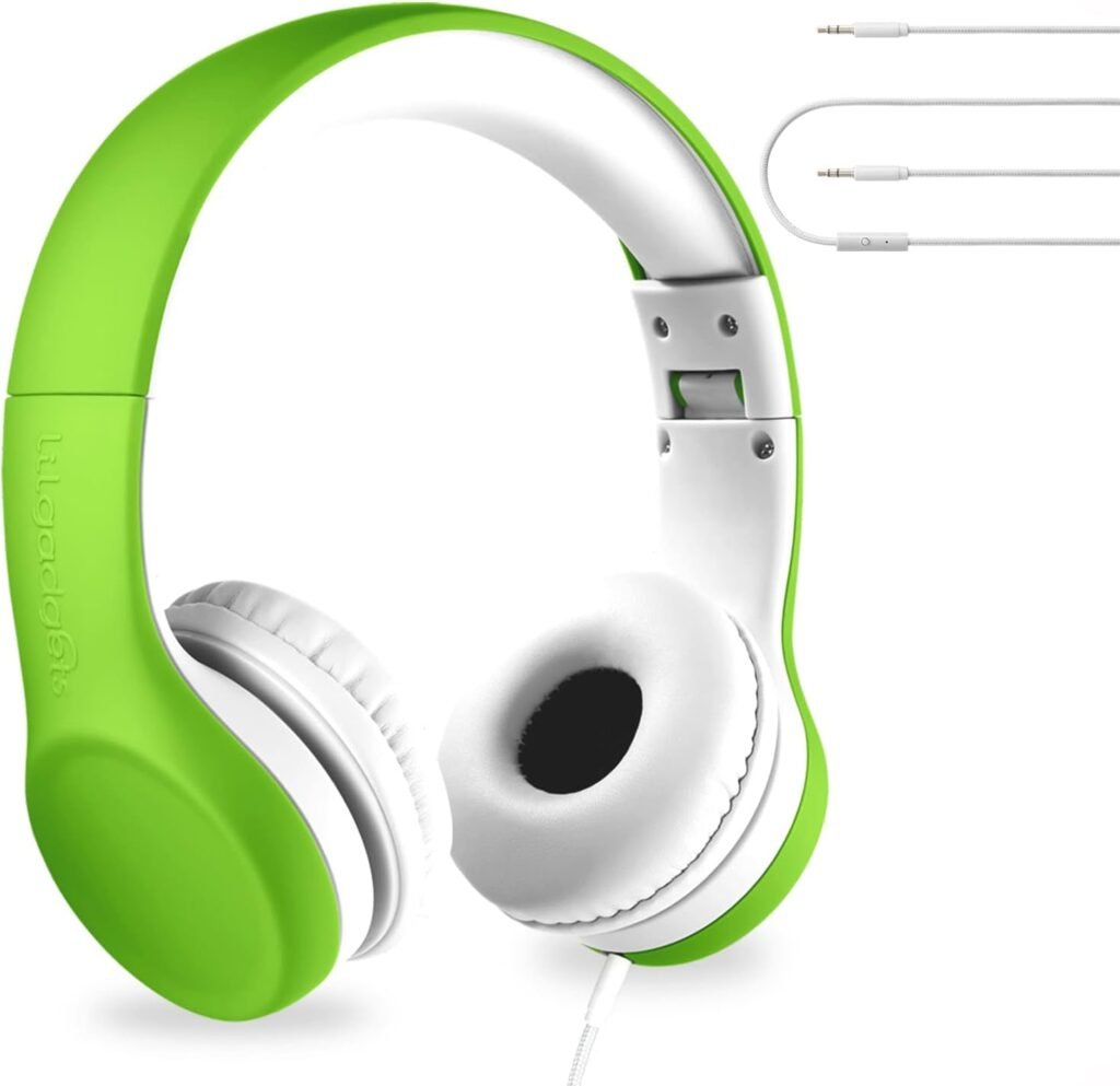 LilGadgets Connect+ Kids Headphones Wired with Microphone, Volume Limiting for Safe Listening, Adjustable Headband, Cushioned Earpads for Comfort, School Headphones for Kids, Green LilGadgets Connect+ Kids Headphones Wired with Microphone, Volume Limiting for Safe Listening, Adjustable Headband, Cushioned Earpads for Comfort, School Headphones for Kids, Green