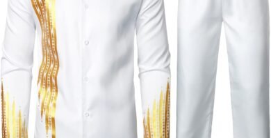 LucMatton Men’s 2 Piece Outfit Long Sleeve Button up Shirt and Pants Traditional Ethnic Suit LucMatton Men’s 2 Piece Outfit Long Sleeve Button up Shirt and Pants Traditional Ethnic Suit