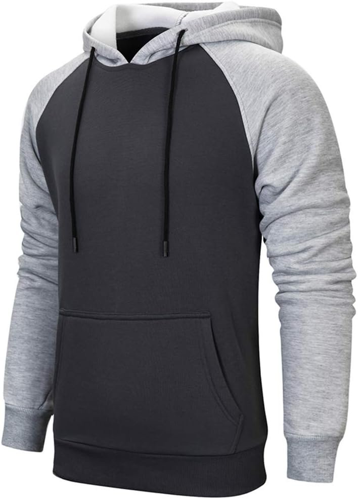 MANLUODANNI Men’s Pullover Hoodies Hooded Sweatshirt Patchwork Top Casual Hoody with Kangaroo Pocket