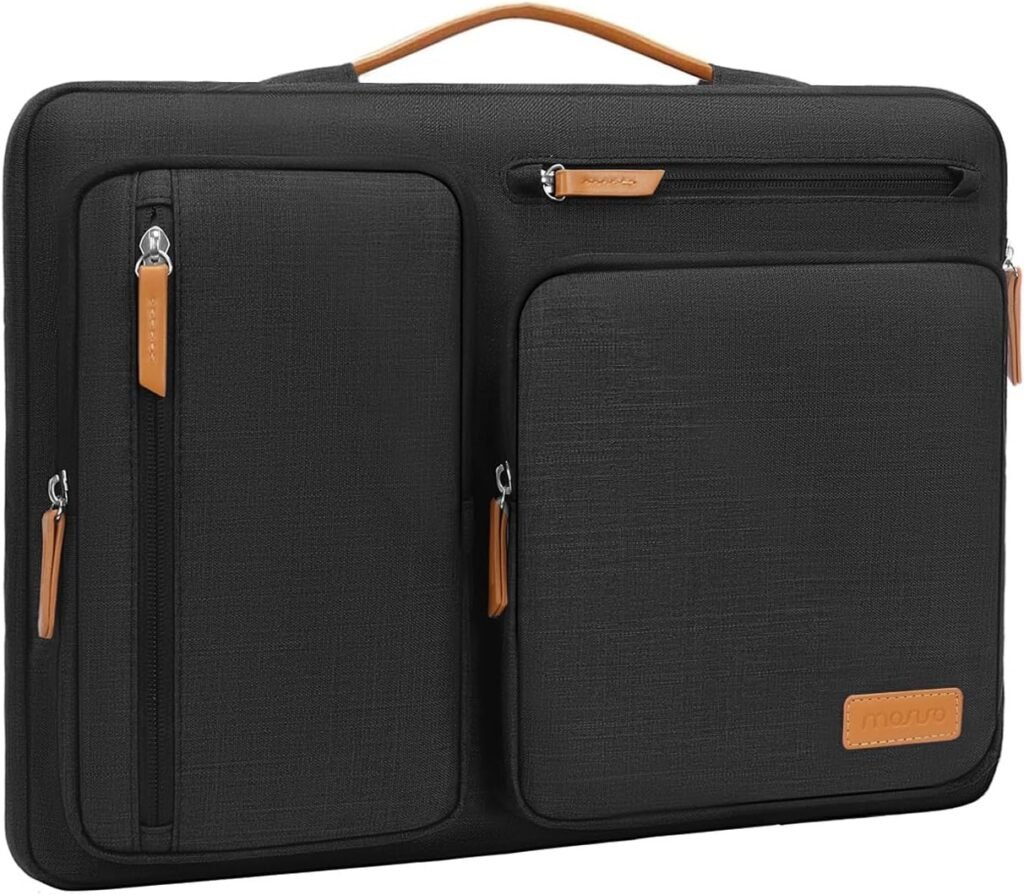 MOSISO 360 Protective Laptop Sleeve Compatible with MacBook Pro 16 inch 2024-2019 M4 M3 M2 M1, 15-15.6 inch HP,Dell,Lenovo,Acer,Asus Notebook, Side Open Bag with 4 Zipper Pockets&Handle, Black