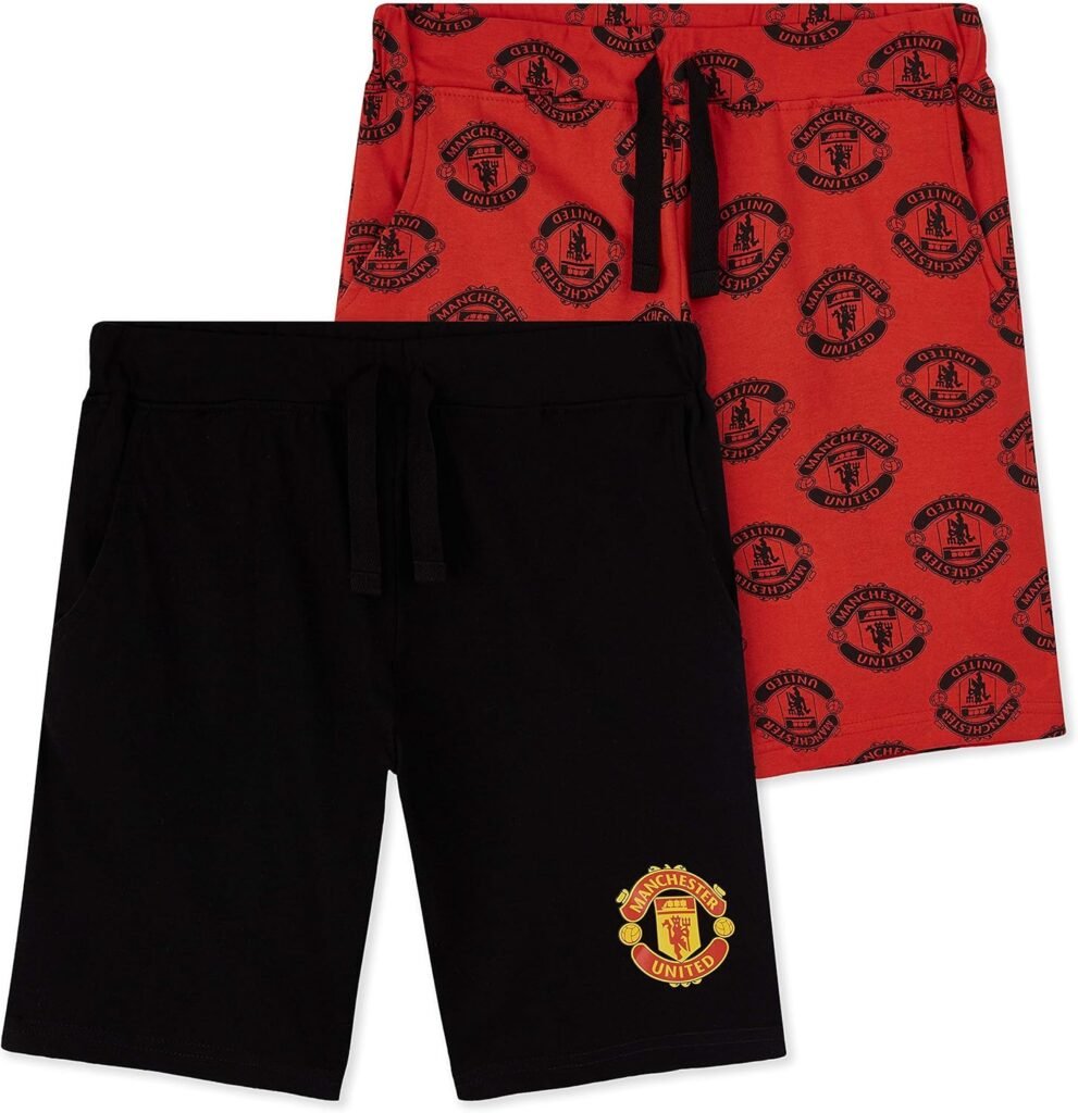 Manchester United F.C. Boys Shorts, Official Football Shorts For Children, 100% Cotton Jogger Shorts For School Sports, Gifts For Boys Teenagers Age 4-14 Years Manchester United F.C. Boys Shorts, Official Football Shorts For Children, 100% Cotton Jogger Shorts For School Sports, Gifts For Boys Teenagers Age 4-14 Years