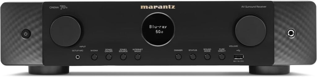 Marantz Cinema 70s Slimline 7.2 channel 50-watts-per-channel amplification, Dolby Atmos, DTS:X and 8K Ultra HD, and HEOS® Built-in streaming – Black Marantz Cinema 70s Slimline 7.2 channel 50-watts-per-channel amplification, Dolby Atmos, DTS:X and 8K Ultra HD, and HEOS® Built-in streaming – Black