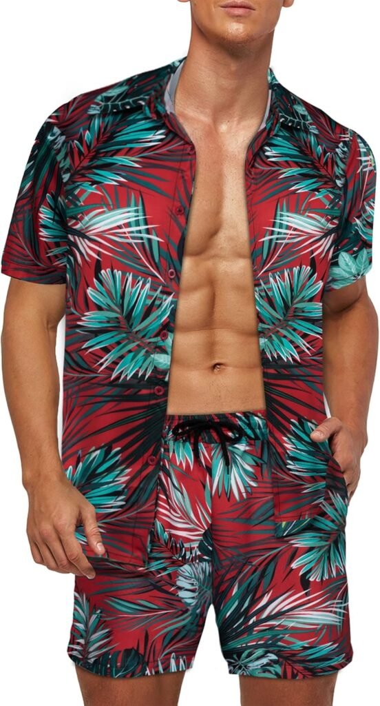 Men’s Hawaiian Shirt and Shorts Set Tropical Floral Beach Shirt Set Casual Aloha Hawaiian Short Sleeve Suits Summer Party Button Down Flower Shirt 2 Piece Outfits Men’s Hawaiian Shirt and Shorts Set Tropical Floral Beach Shirt Set Casual Aloha Hawaiian Short Sleeve Suits Summer Party Button Down Flower Shirt 2 Piece Outfits