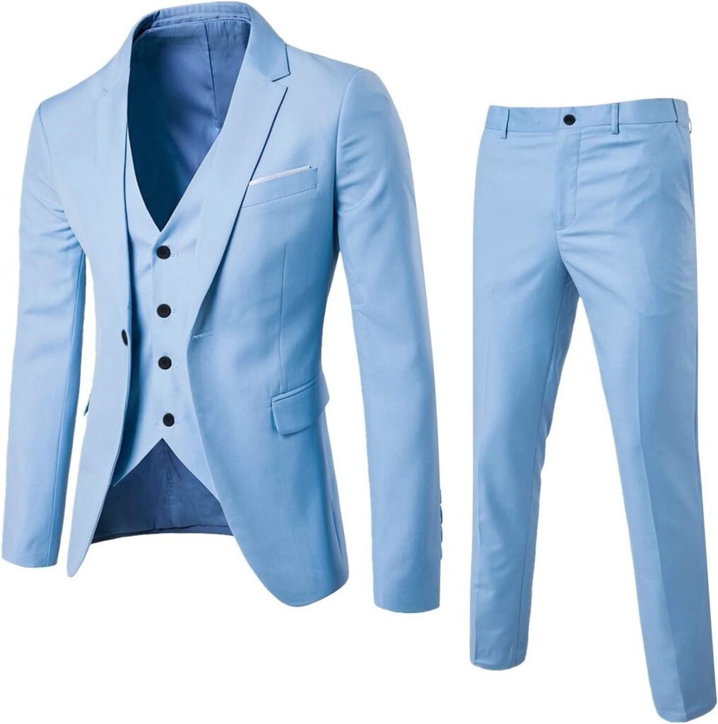 Men’s Slim Fit Suit 3-Piece Blazer Dress Business Wedding Party Jacket Vest & Pant Formal Suit 3-Piece Charm Suit Jacket & Pants Classic Business Jacket Suits Casual Vintage Wedding Dinner Suits