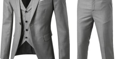 Men’s Suit Slim 3 Piece Suit Business Wedding Party Jacket Vest & Pants Coat Button Down Shirts for Men with Tie Men’s Suit Slim 3 Piece Suit Business Wedding Party Jacket Vest & Pants Coat Button Down Shirts for Men with Tie