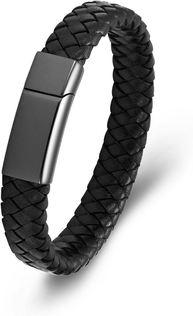 Minicremation Cremation Jewelry Urn Bracelet for Ashes for Women Men Keepsake Memorial Cuff Bangle Braided Leather Wristband Bracelet