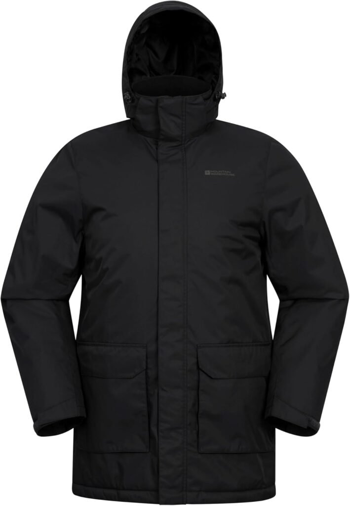 Mountain Warehouse Ranger Mens Padded Parka – Water-Resistant Coat with Adjustable Hood Pockets & Cuffs – Autumn Winter, Outdoors, Travelling & Hiking