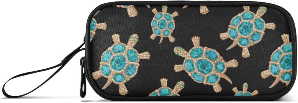 Moyyo Blue Sea Turtle Jewelry Large Pencil Case with 3 Compartments, Portable Pencil Pouch Pen Pencil Box with Handle, Pen Organizer Stationery Bag for Teen Girls Boy Women Men Moyyo Blue Sea Turtle Jewelry Large Pencil Case with 3 Compartments, Portable Pencil Pouch Pen Pencil Box with Handle, Pen Organizer Stationery Bag for Teen Girls Boy Women Men