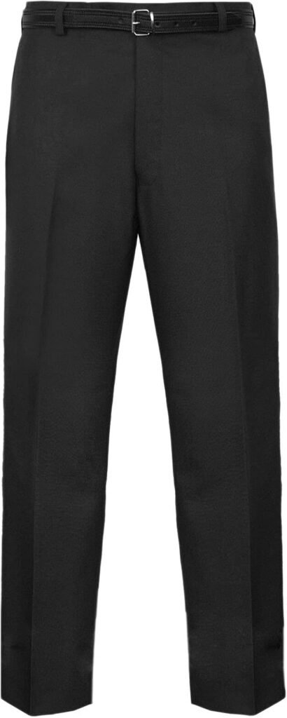 MyShoeStore Mens Formal Trousers Casual Business Office Work Home Belted Smart Dress Pants Straight Leg Flat Front Everpress Pockets Waist Sizes UK 30 Inch to UK 50 Inches