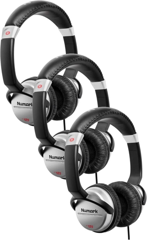 Numark HF125 – Ultra-Portable Professional DJ Headphones with 6 ft Cable, 40 mm Drivers for Extended Response & Closed Back Design for Superior Isolation, Black (Pack of 3) Numark HF125 – Ultra-Portable Professional DJ Headphones with 6 ft Cable, 40 mm Drivers for Extended Response & Closed Back Design for Superior Isolation, Black (Pack of 3)