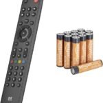 One For All Contour TV Universal Remote Control URC1210 – Ideal replacement for all types of TVs – With learning feature – Black & Amazon Basics AAA Performance Alkaline Batteries (12-Pack)