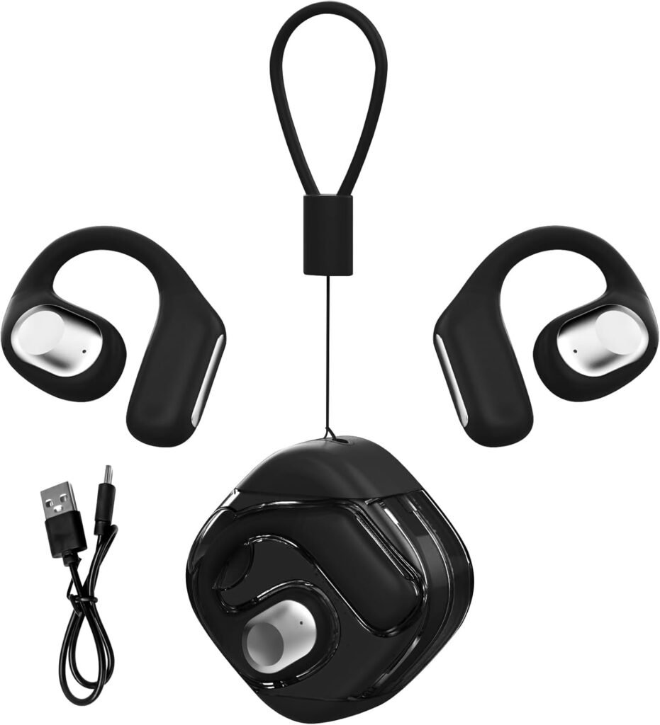 OneNine Open Ear Headphones Wireless Bluetooth 5.4, Open Ear Earbuds IPX5 Waterproof Noise Cancelling Running Sport Wireless Bluetooth Earbuds with Mic and Earhooks for Android/iOS Black OneNine Open Ear Headphones Wireless Bluetooth 5.4, Open Ear Earbuds IPX5 Waterproof Noise Cancelling Running Sport Wireless Bluetooth Earbuds with Mic and Earhooks for Android/iOS Black