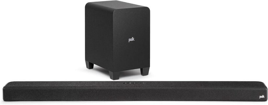 POLK Audio Signa S4 Soundbar with Wireless Subwoofer, eARC, True Dolby Atmos, Bluetooth, Ultra-Slim Sound Bar for TV with Wireless Sub, True 3D Surround Sound, Black