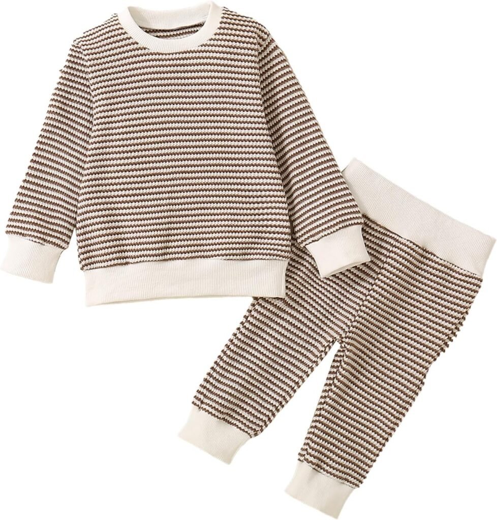 PanLidapan Baby Toddler Boys Fall Outfit Long Sleeve Waffle Stripe Sweatshirts Jumper Top Elastic Trouser Infant 2Pcs Winter Clothes Set PanLidapan Baby Toddler Boys Fall Outfit Long Sleeve Waffle Stripe Sweatshirts Jumper Top Elastic Trouser Infant 2Pcs Winter Clothes Set