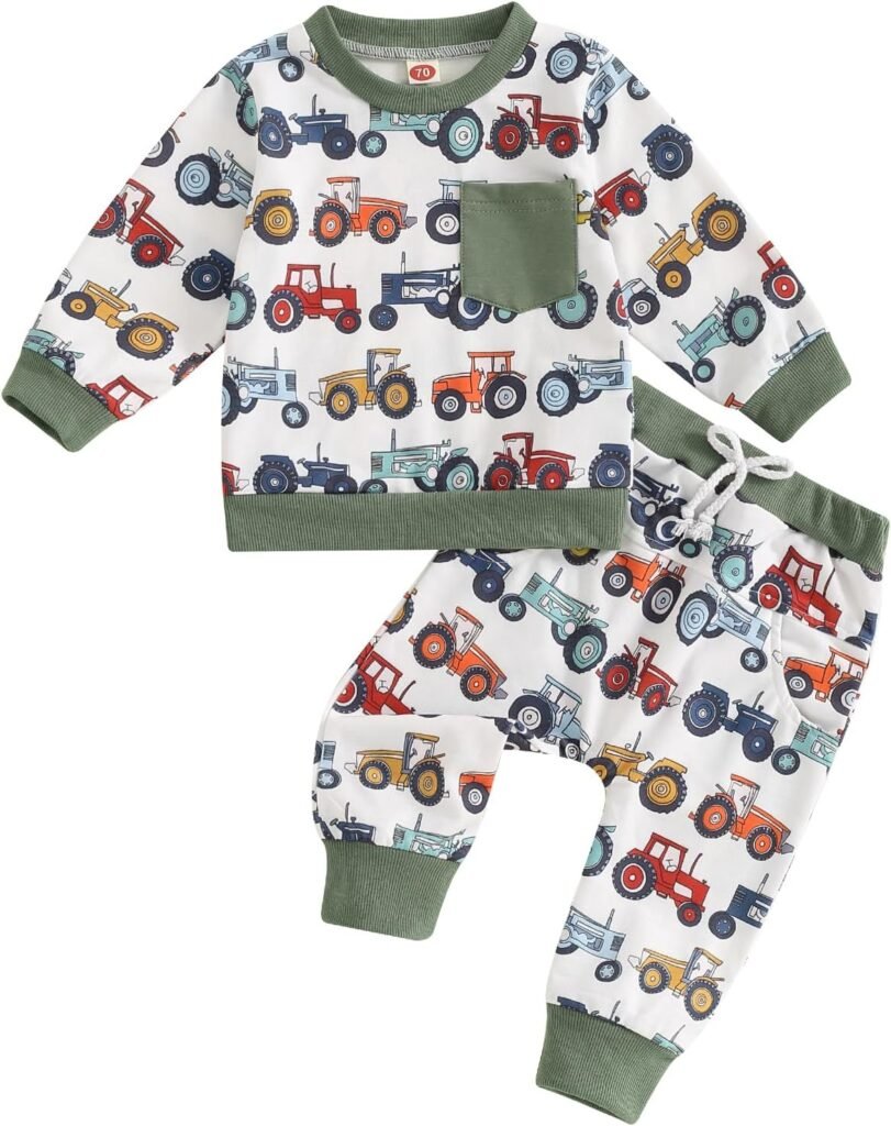 PanLidapan Toddler Baby Boy Spring Fall Outfit Long Sleeve Tractor Print Sweatshirt Jumper Trouser Set Tracksuit Clothes Set PanLidapan Toddler Baby Boy Spring Fall Outfit Long Sleeve Tractor Print Sweatshirt Jumper Trouser Set Tracksuit Clothes Set